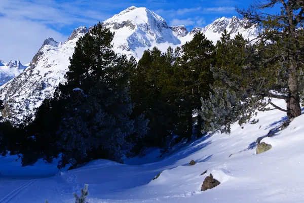 Panoramic view, south side, of massif of Maladeta in the Pyrenee — Stock Photo, Image