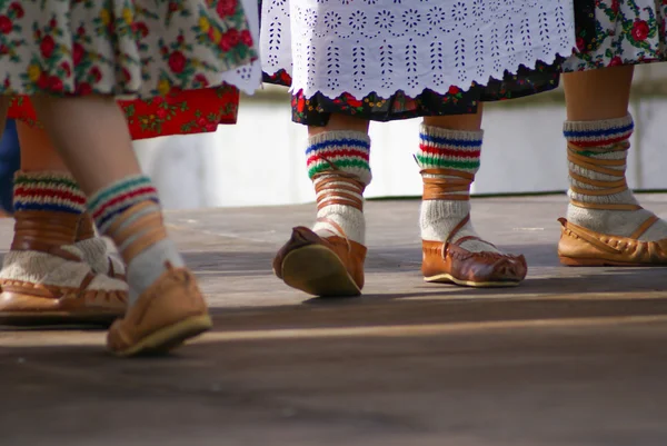 Οριζόντιες έγχρωμη εικόνα της γυναικείας Πολωνικά χορευτές σε παραδοσιακά — Φωτογραφία Αρχείου