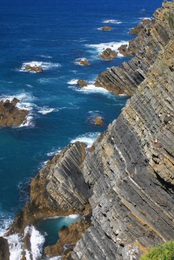 Atlas Okyanusu kıyılarında cliff, sardao cape (cabo sardao), alentej