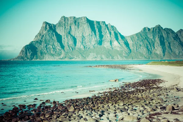 มุมมองที่สวยงามของชายหาดไข่ในนอร์เวย์ เกาะโลโฟเทน — ภาพถ่ายสต็อก