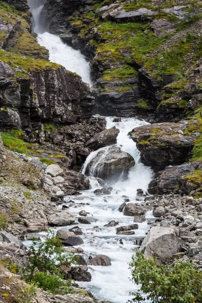 Waterfall named Stigfossen, close by the famous Trollstigen Road — Stock Photo, Image