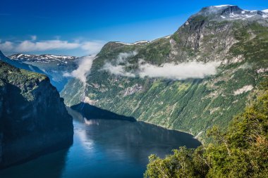 Geiranger Fiyordu'nun panoramik görünümü, Norveç