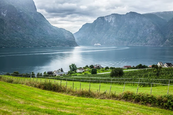 Sognefjord Visa en molnig dag, Norge — Stockfoto