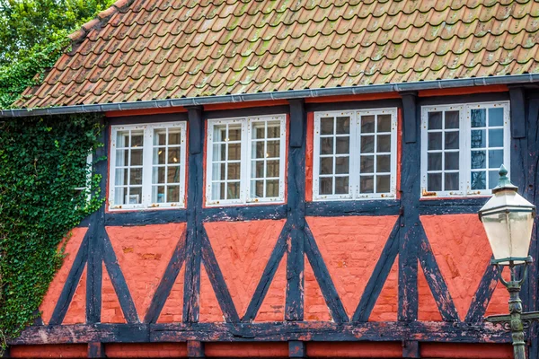 리 베 덴마크에서 절반 재목으로 받 쳐진 전통적인 집 — 스톡 사진