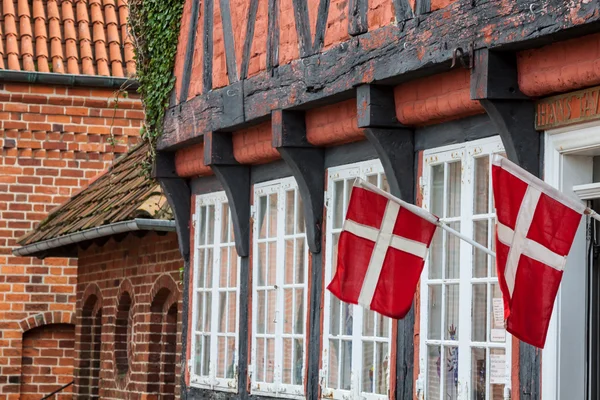 Casa tradicional meia de madeira em ribe denmark — Fotografia de Stock