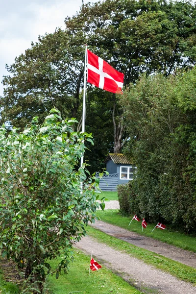 Duńskie flagi są widoczne na zdjęciu — Zdjęcie stockowe