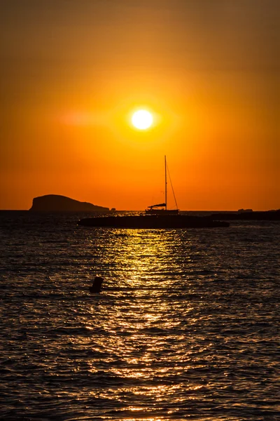 Sunset at the beach (cala conta),Ibiza,Spain — Stock Photo, Image