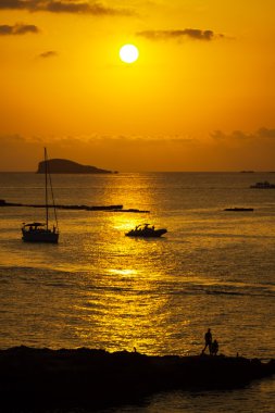 Ibiza cala conta, Ibiza, san antonio yakınındaki güzel gün batımı