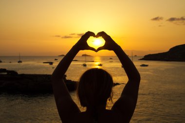 Ibiza cala conta, Ibiza, san antonio yakınındaki güzel gün batımı
