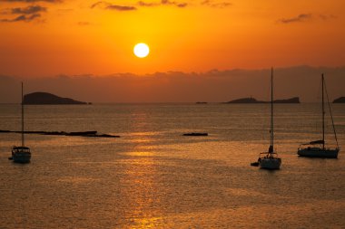 Ibiza cala conta, Ibiza, san antonio yakınındaki güzel gün batımı