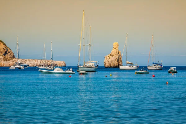 Ibiza Cala Benirras beach in San Joan at Balearic Islands Spain — стоковое фото