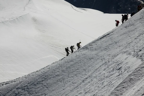 Aiguille du midi iklimlendirme ve tırmanış sırasında gelen görünümü — Stok fotoğraf