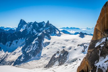 Mont blanc Dağı massif yaz peyzaj (görünümünden aiguille d
