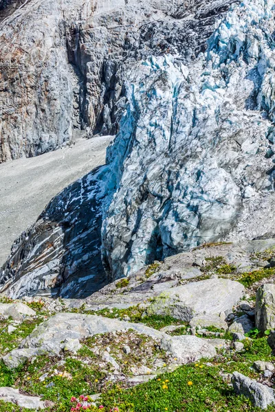 Zobacz na lodowca argentiere. piesze wycieczki do lodowca argentiere z th — Zdjęcie stockowe