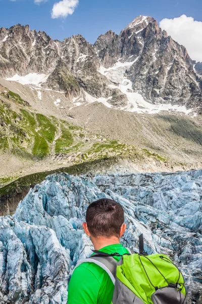 Vista ghiacciaio Argentiere, Chamonix, Massiccio del Monte Bianco, Alpi, Fran — Foto Stock
