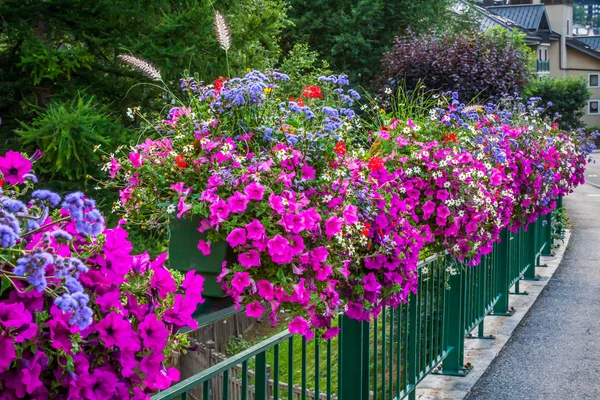 街道装饰的鲜花，霞慕尼勃朗峰法国 — 图库照片
