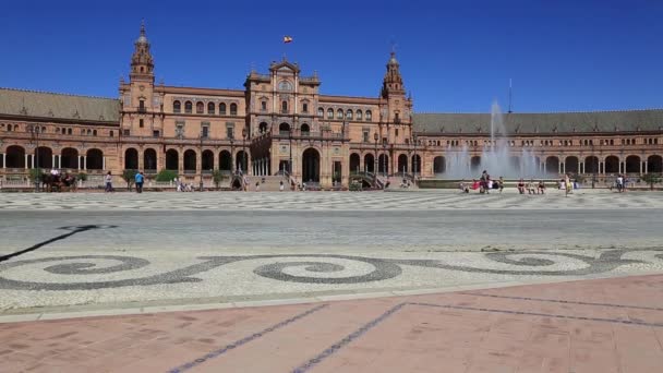 Sevilla, Spanien - berühmte Plaza de espana. altes Wahrzeichen. — Stockvideo