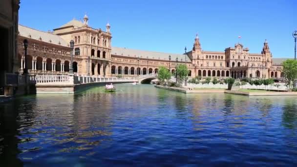 Sevilla, Spanien - berühmte Plaza de espana. altes Wahrzeichen. — Stockvideo