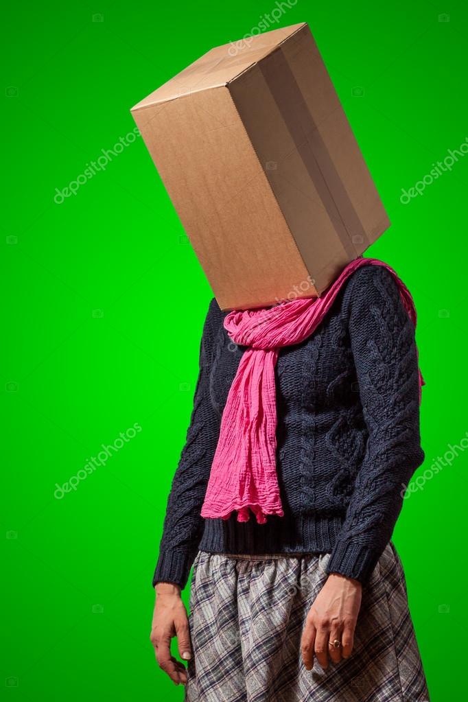 Girl with cardboard box head Stock Photo by ©tinx 17125961