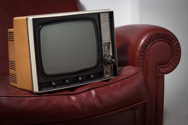 Vintage bir kanepede televizyon