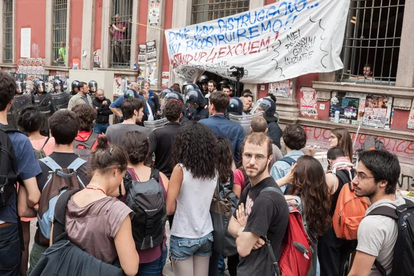 Demonstrace studentů univerzity v Miláně — Stock fotografie