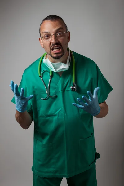 Portrait of a young physician shouting — Stock Photo, Image