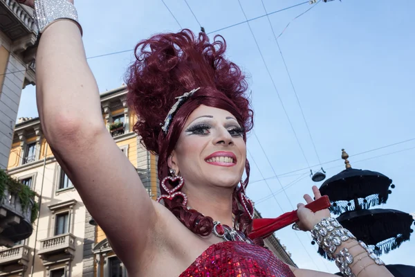 Op gay pride parade 2013 in Milaan — Stockfoto