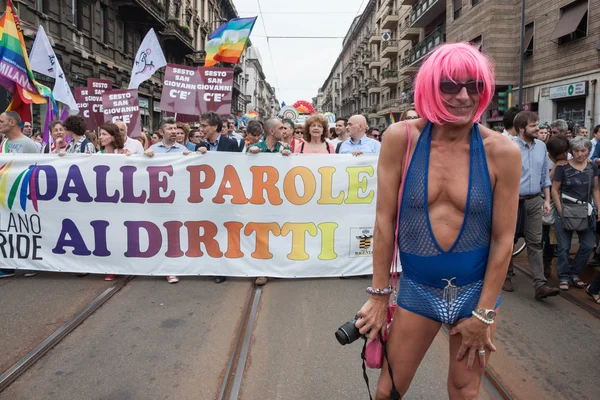 Op gay pride parade 2013 in Milaan — Stockfoto