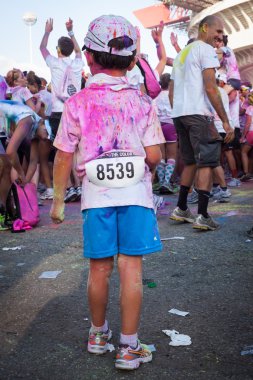 insanlar renk koşmak olay Milano, İtalya