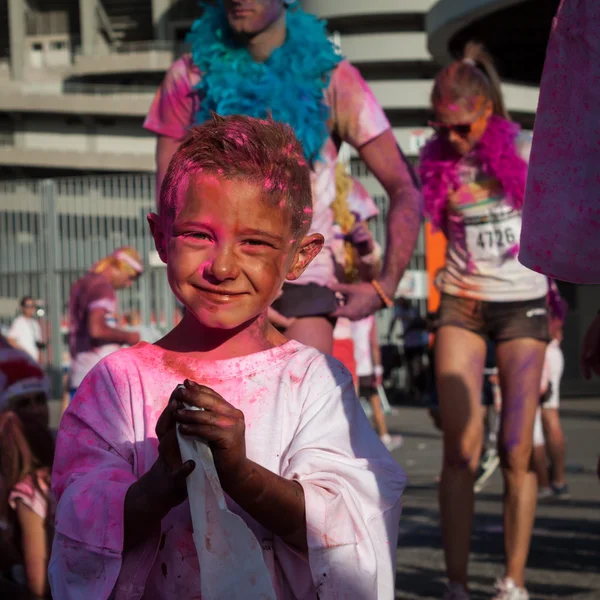 Lidé v barva běh událostí v Miláně, Itálie — Stock fotografie