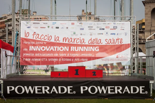 Podium at the Innovation Running in Milan, Italy — Zdjęcie stockowe
