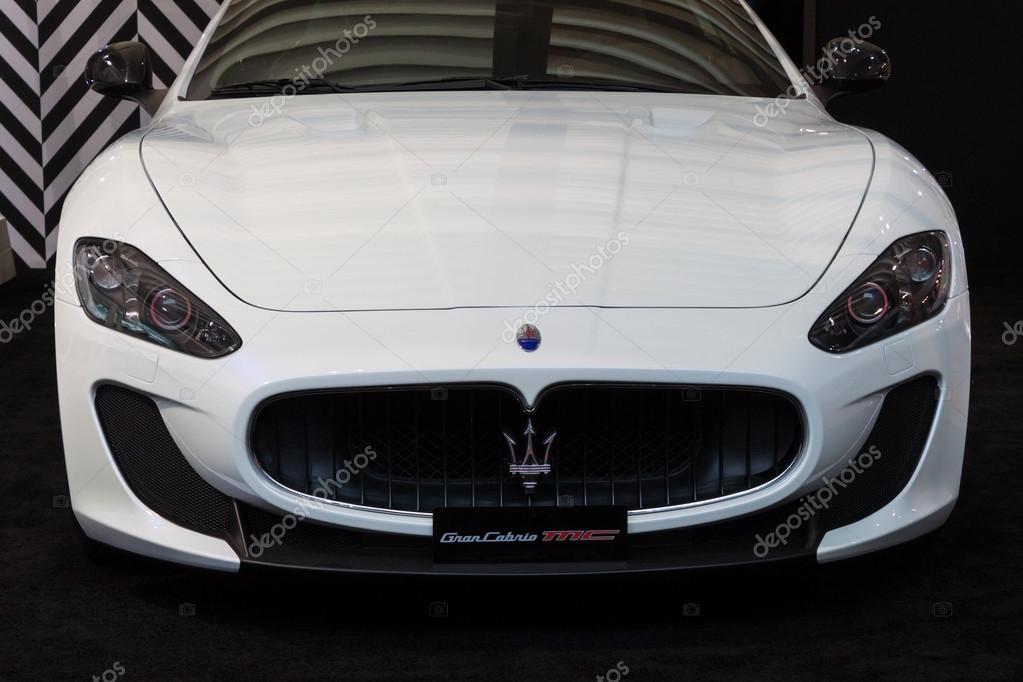 MILAN, ITALY - OCTOBER 3: Detail of Maserati fancy car at Made expo, international architecture and building trade show on OCTOBER 3, 2013 in Milan.