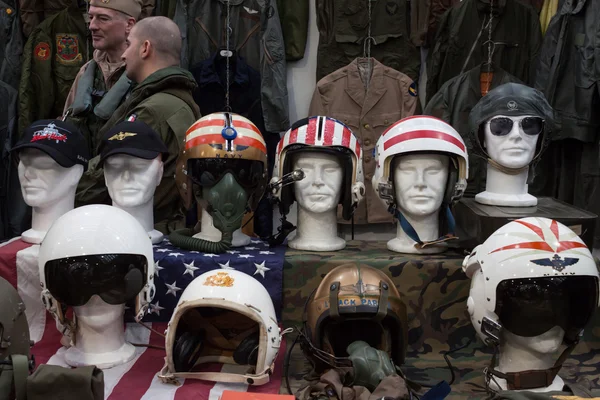 Air force helmets at Militalia 2013 in Milan, Italy — Stock Photo, Image
