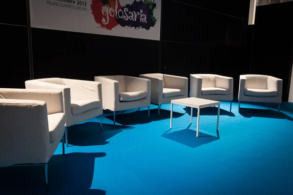 Empty armchairs at Golosaria 2013 in Milan, Italy — Stock Photo, Image