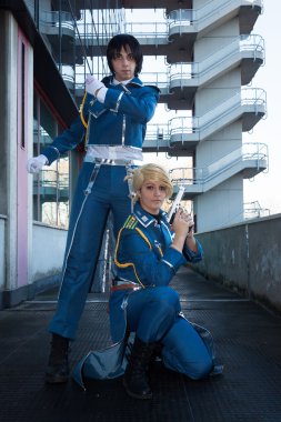 icomix Milan, İtalya, poz cosplayers