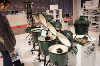 Big Green Egg cooking device on display at HOMI, home international show in Milan, Italy clipart