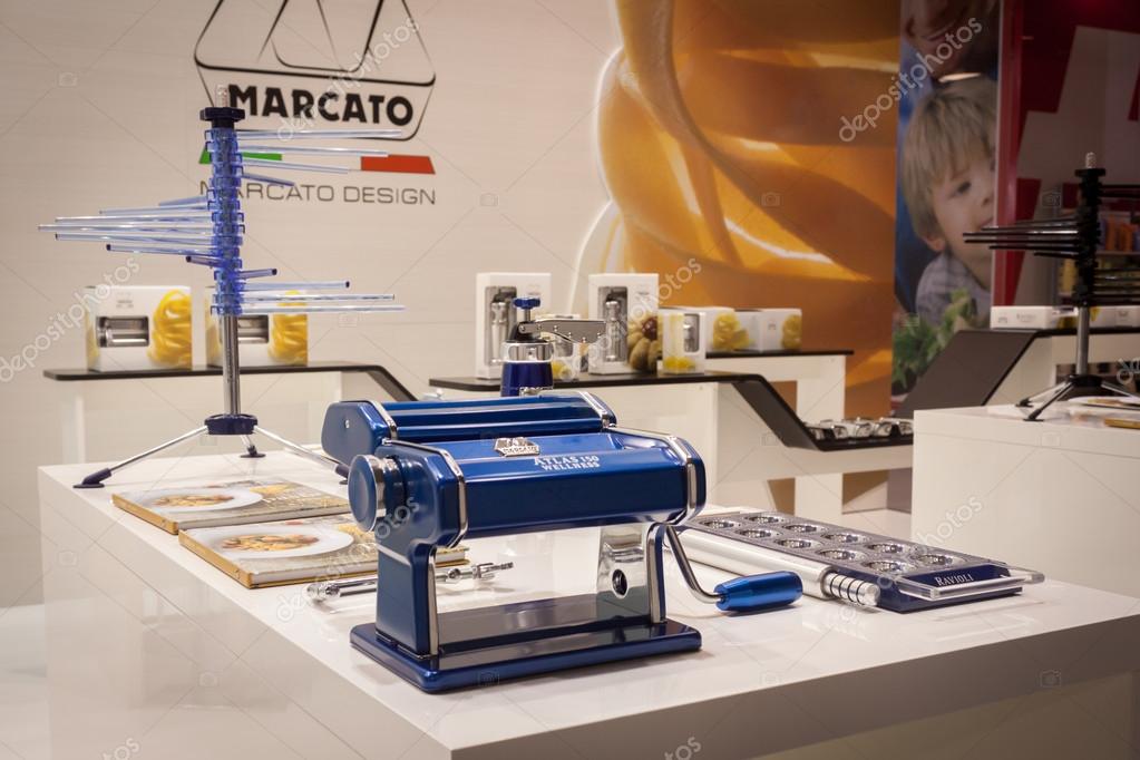 Pasta machine on display at HOMI, home international show in Milan, Italy Stock Editorial