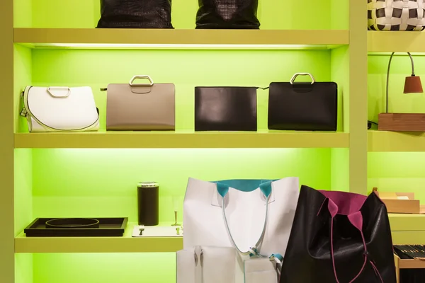 Elegant bags on display at HOMI, home international show in Milan, Italy — Stock Photo, Image