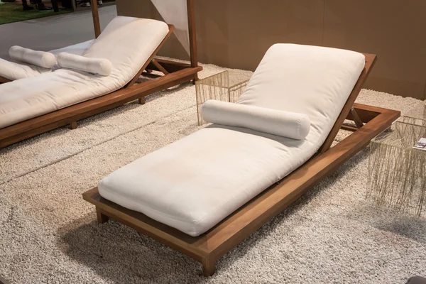 Beach lounger on display at HOMI, home international show in Milan, Italy — Stock Photo, Image