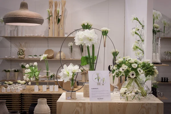 Bloemen op display op homi, huis internationale show in Milaan, Italië — Stockfoto
