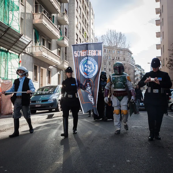 People of 501st Legion take part in the Star Wars Parade in Milan, Italy — Stock Photo, Image