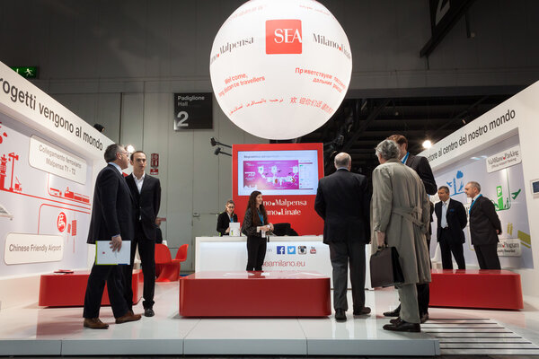 People visiting Bit 2014, international tourism exchange in Milan, Italy