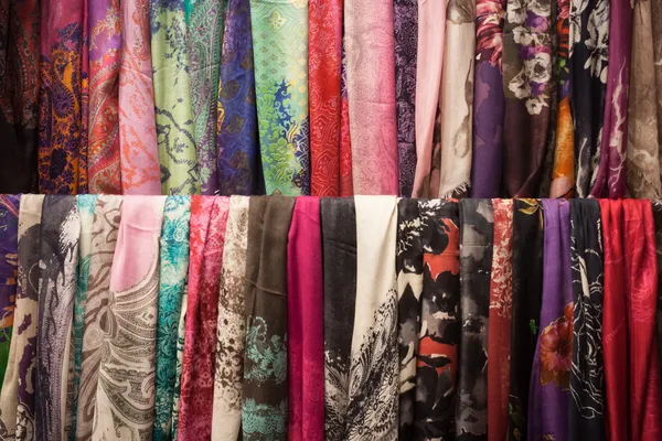 Detail of elegant fabrics at Mipap trade show in Milan, Italy — Stock Photo, Image