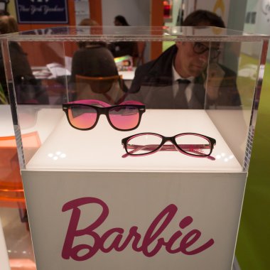 Barbie glasses on display at Mido 2014 in Milan, Italy clipart