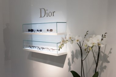 Dior glasses on display at Mido 2014 in Milan, Italy clipart