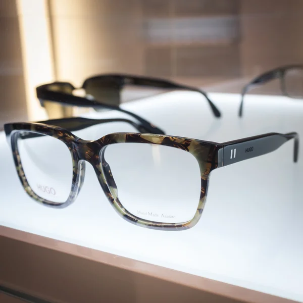 Hugo Boss glasses on display at Mido 2014 in Milan, Italy — Stock Photo, Image