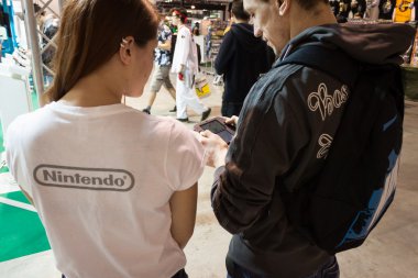 Nintendo stand at Cartoomics 2014 in Milan, Italy clipart