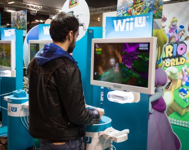 Nintendo stand at Cartoomics 2014 in Milan, Italy clipart