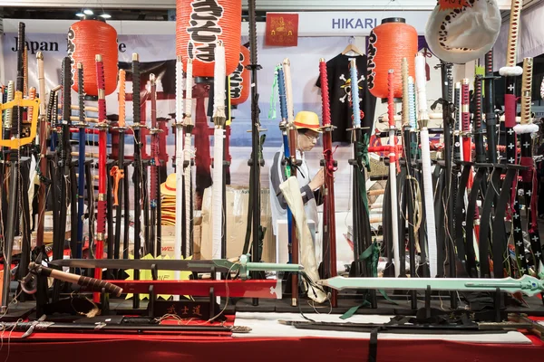 Katana swords at Cartoomics 2014 in Milan, Italy — Stock Photo, Image