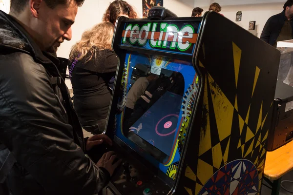 Vintage video game at Cartoomics 2014 in Milan, Italy — Stock Photo, Image